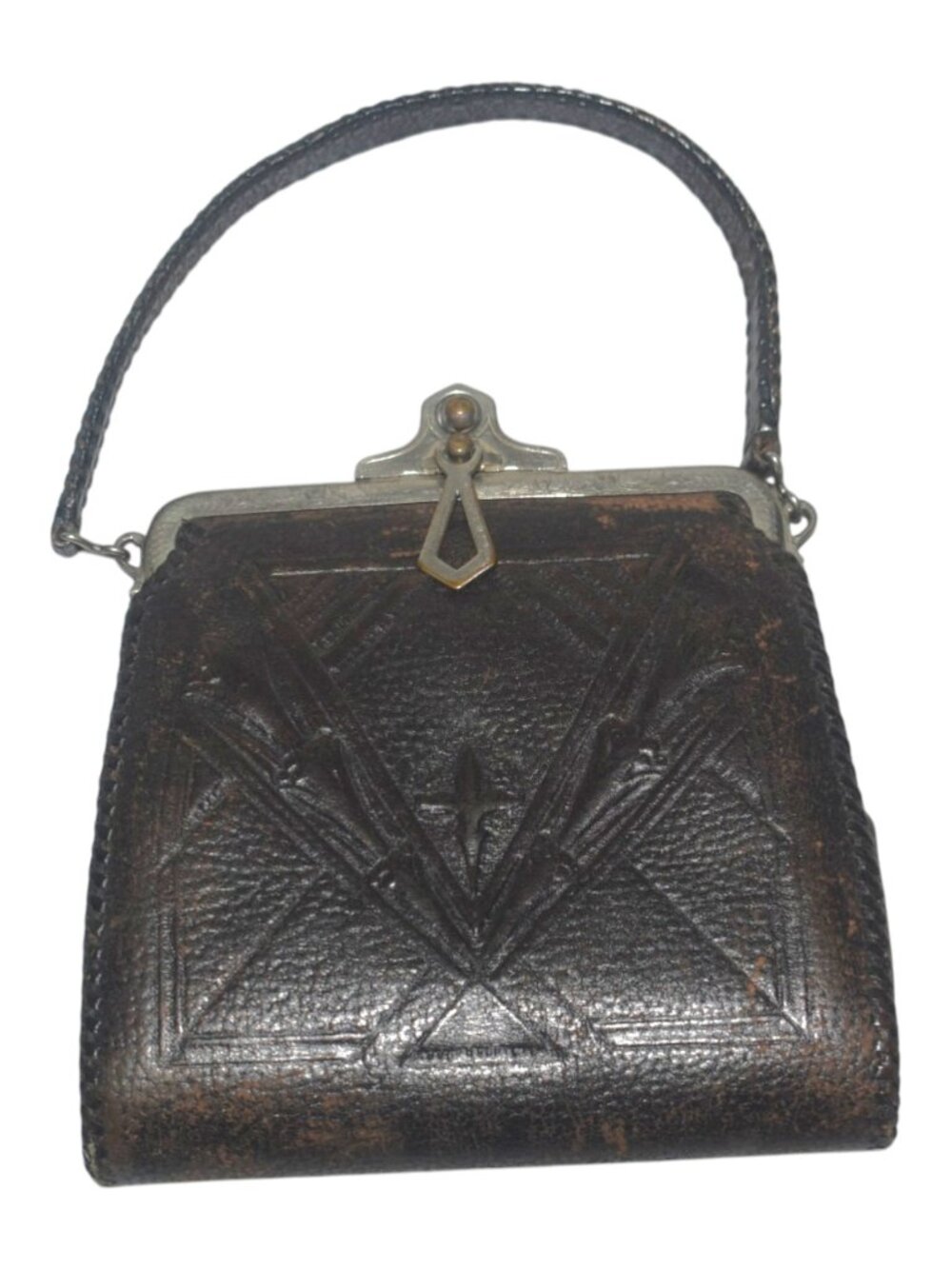 Antique Edwardian 1910s Small Leather Purse As Is